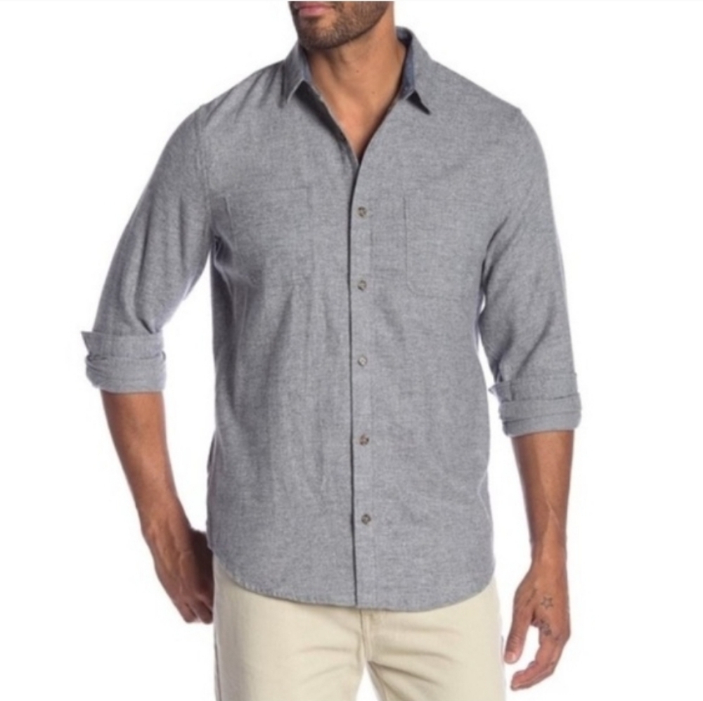 Wallin & Bros. Men's Gray Flannel Button-Up Shirt Size Large